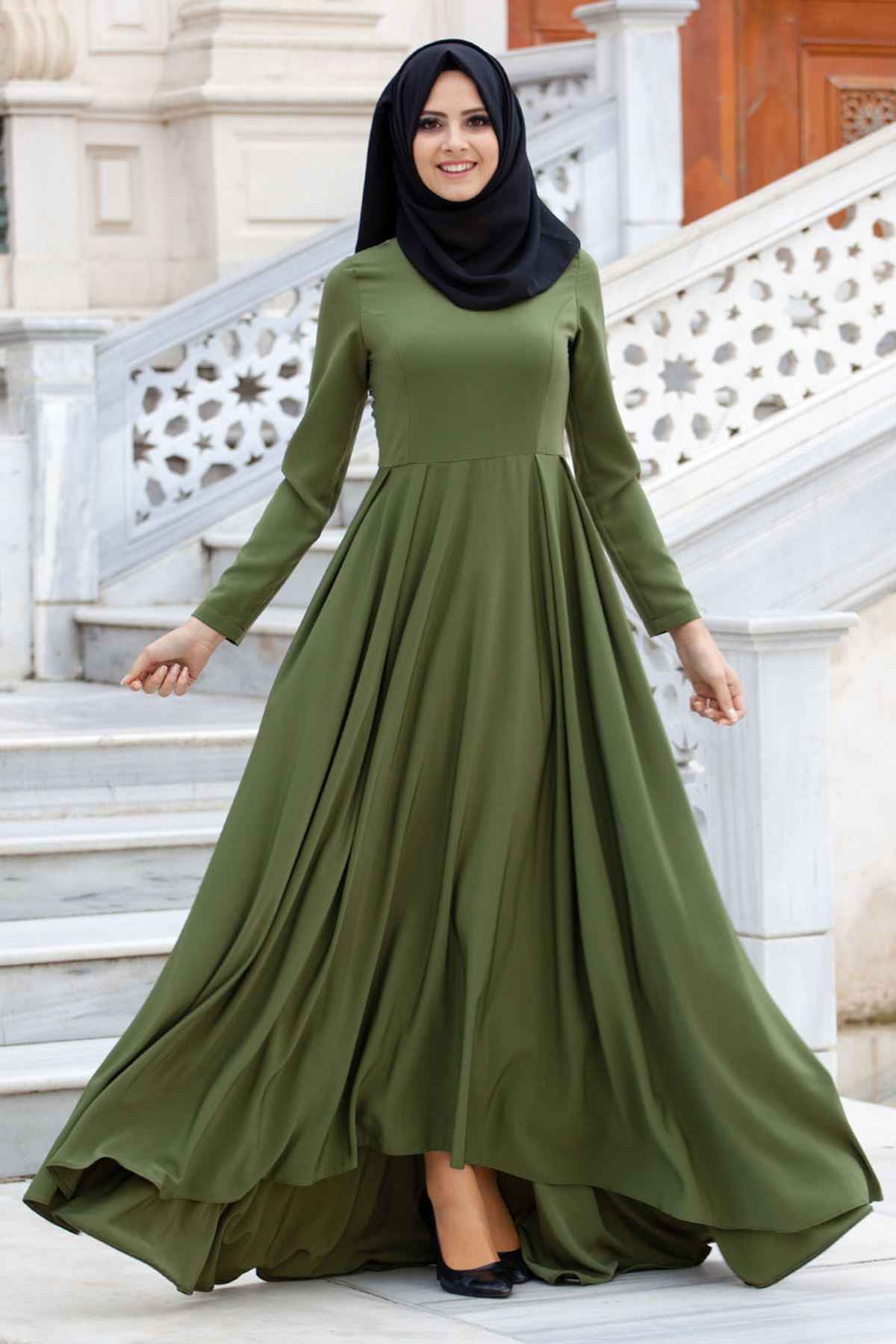 Yeşil Sedanur Tesettür Elbise Modelleri