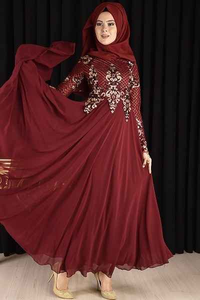 Modamerve Tesettür Pul Payet Abiye Elbise Modelleri
