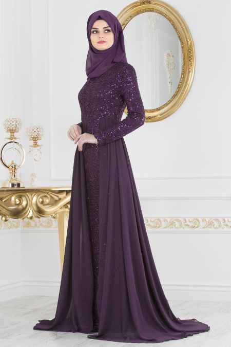 Nayla Collection Tesettür Payetli Abiye Elbise Modelleri
