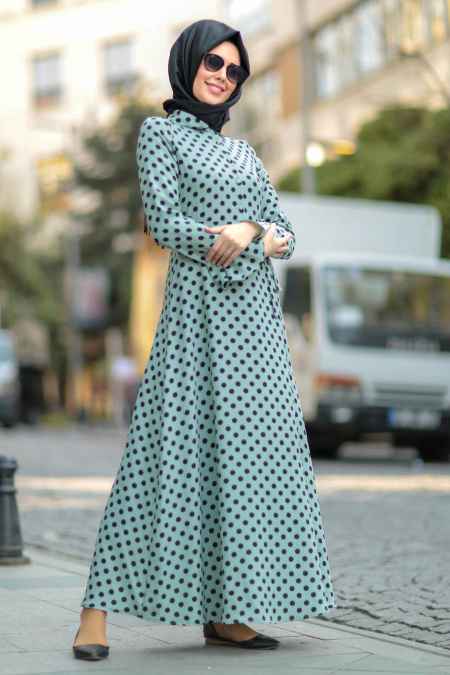 Nayla Collection Şık Tesettür Puantiyeli Elbise Modelleri