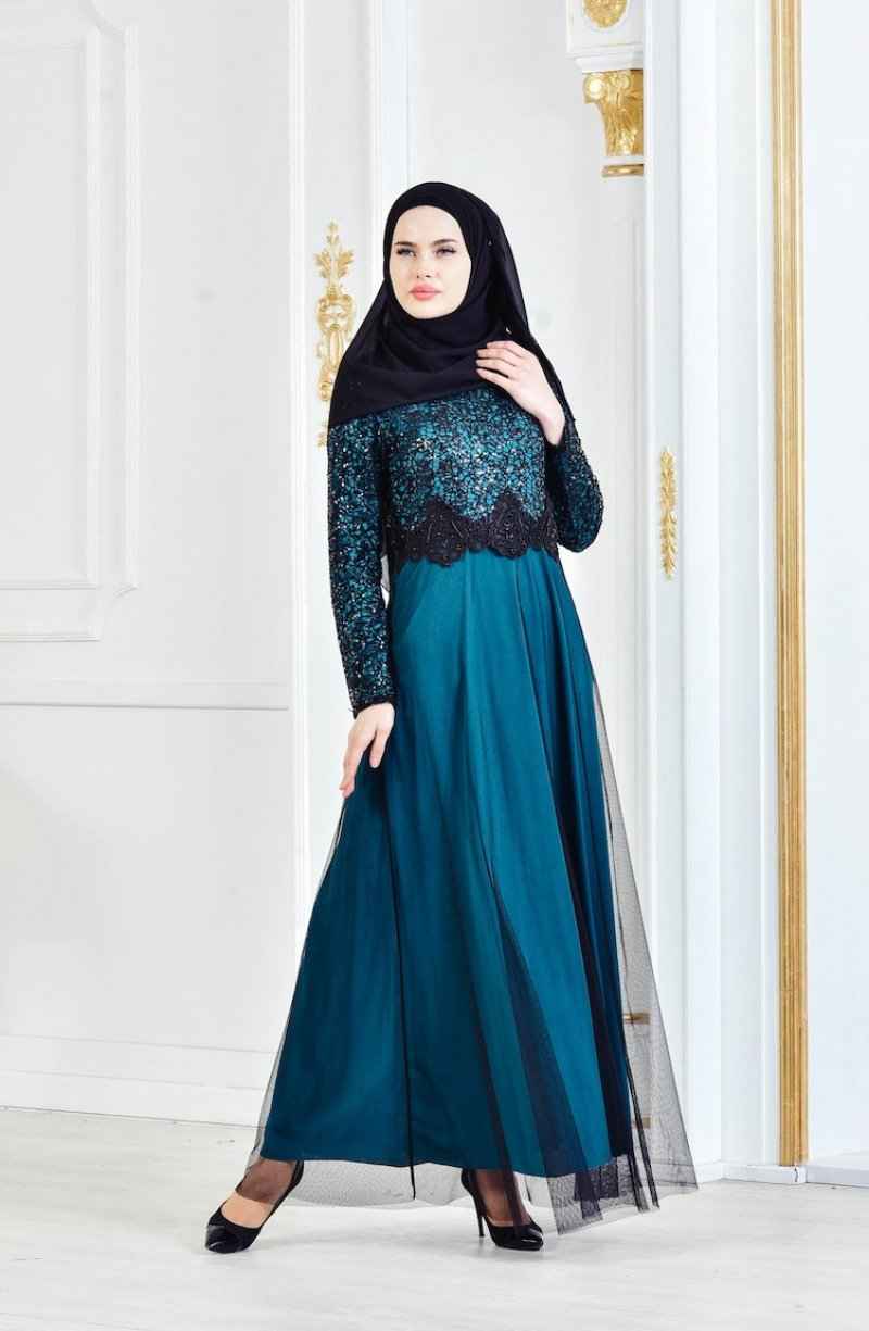 Sefamerve Payetli Tesettür Abiye Elbise Modelleri