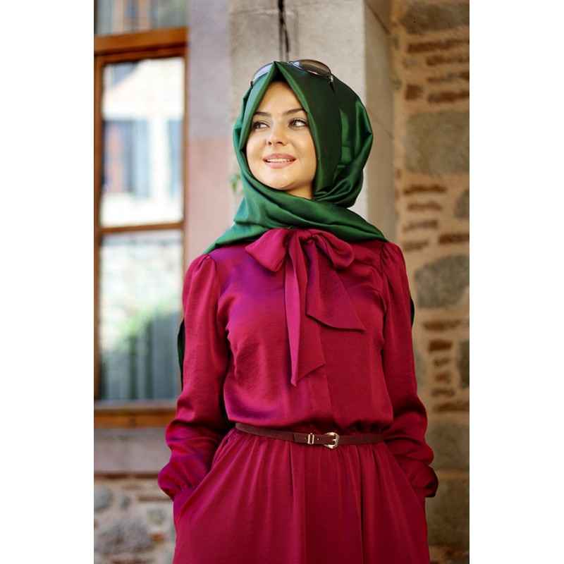 Pınar Şems Tesettür Fuşya Elbise Modelleri