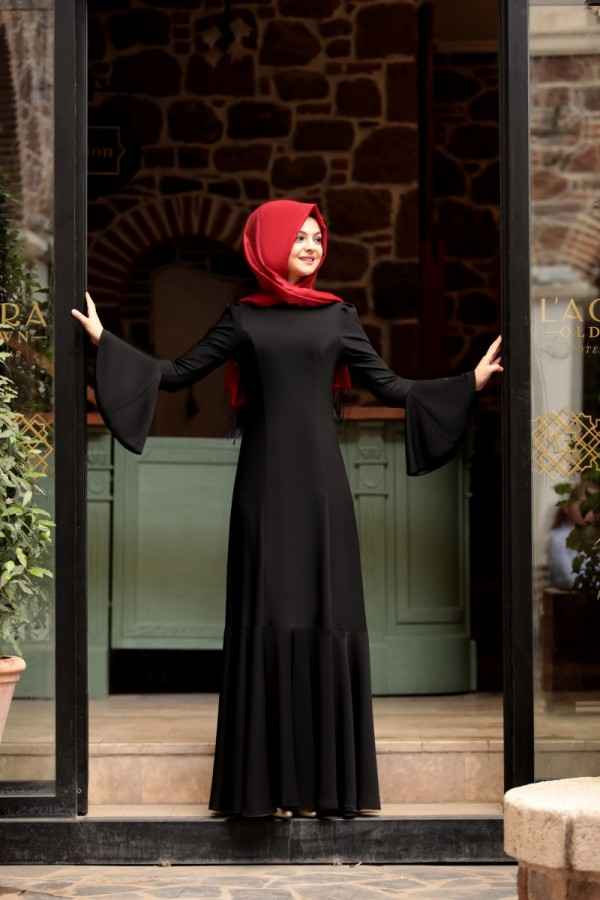 Pınar Şems Volan Kol Tesettür Elbise Modelleri