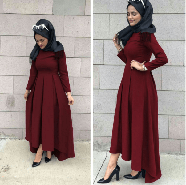Sefamerve 2019 Tesettür Kuyruklu Elbise Modası