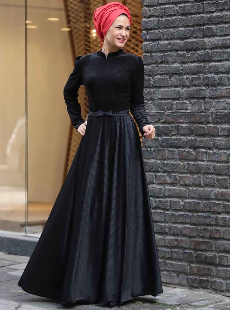 Miss Zera Tesettür Kadife Elbise Modelleri