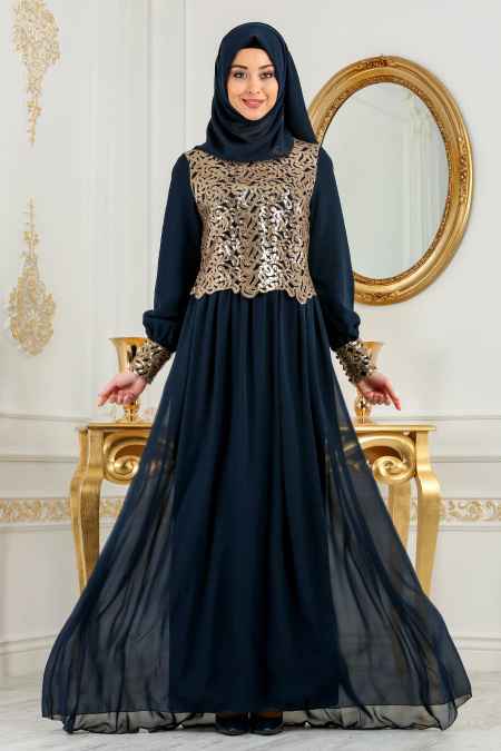 Neva Style Pul Payetli Tesettür Abiye Elbise Modelleri