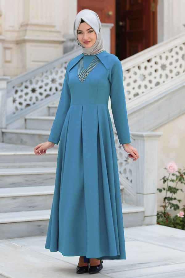 Neva Style Tesettür Kolyeli Abiye Elbise Modelleri