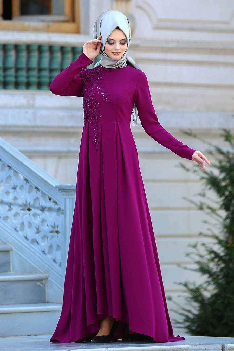 Neva Style Tesettür Pileli Abiye Elbise Modelleri