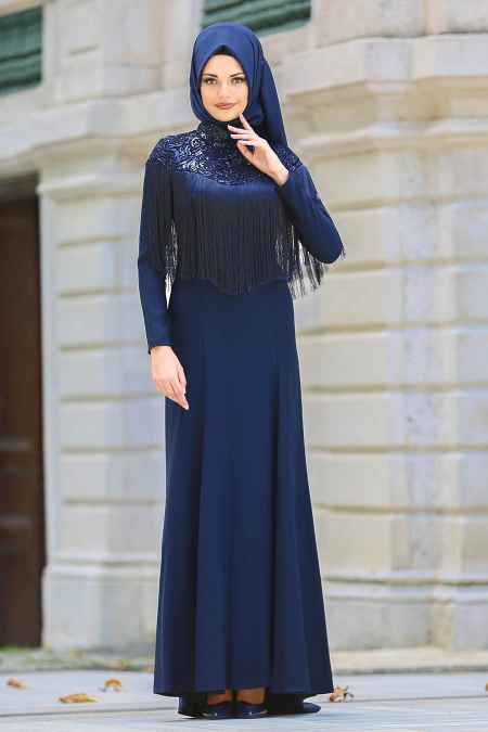 Neva Style Tesettür Püsküllü Abiye Elbise Modelleri
