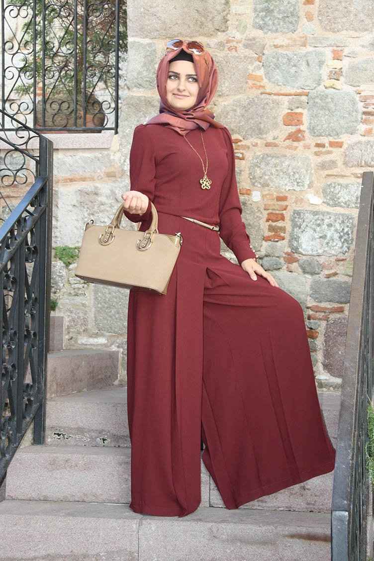 Pınar Şems Kolyeli Tesettür Tulum Modelleri