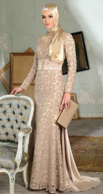 En Güzel Desenli Tesettür Abiye Elbise Modelleri