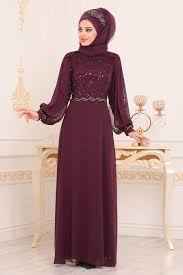 Nayla Collection Mürdüm Renk Tesettür Abiye Elbise Modelleri