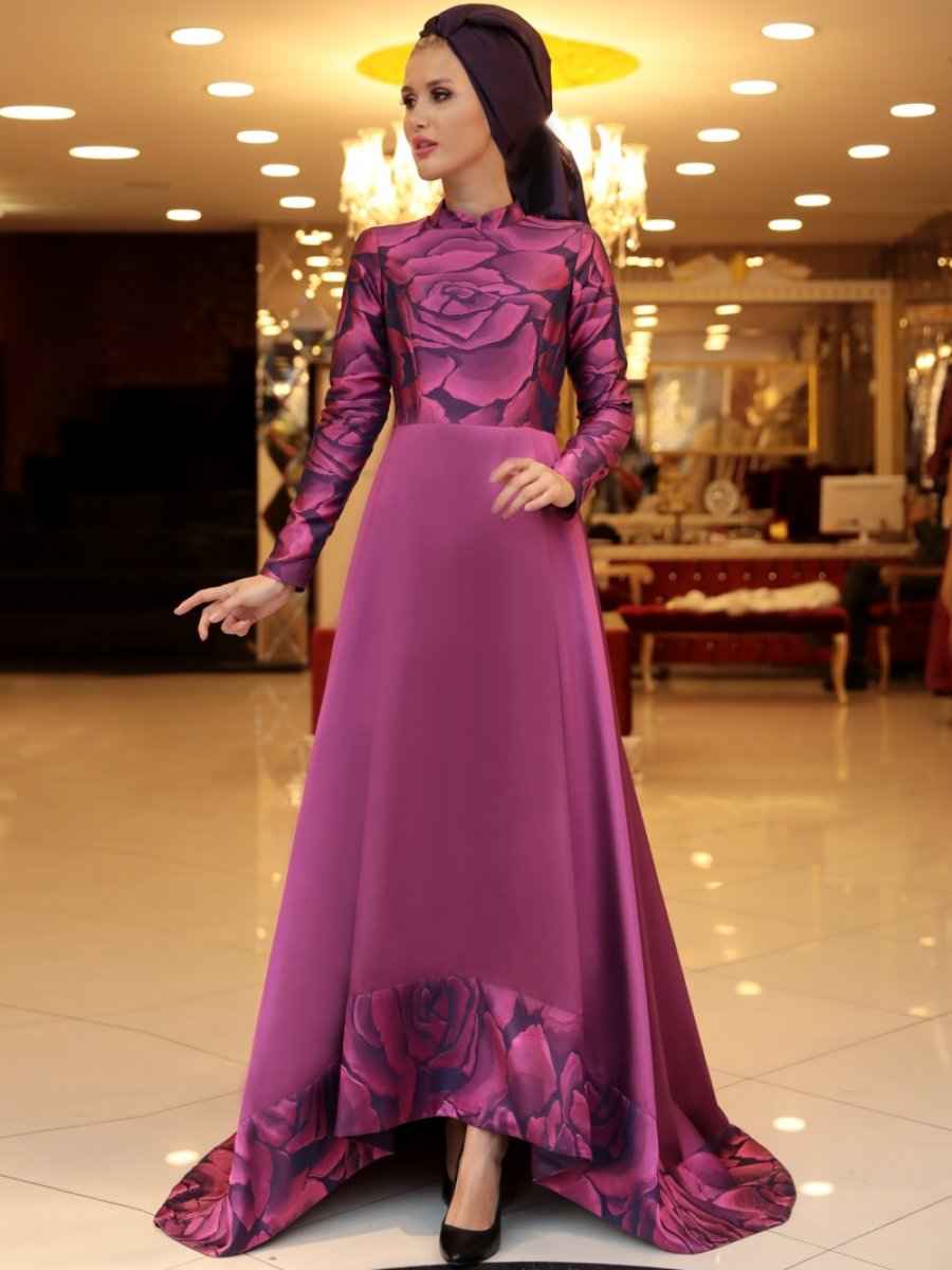 Selma Sarı Design Desenli Abiye Elbise Modelleri