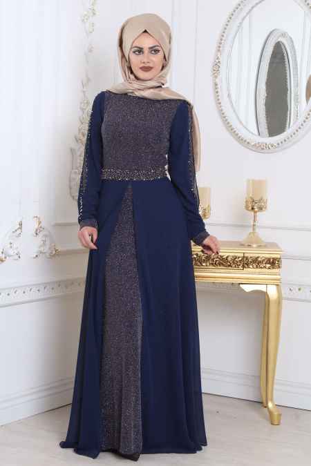En Güzel Tesettür İsland Simli Abiye Elbise Modelleri