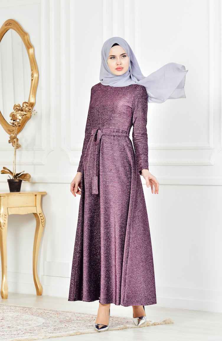 En Şık Sefamerve Tesettür Simli Abiye Elbise Modelleri