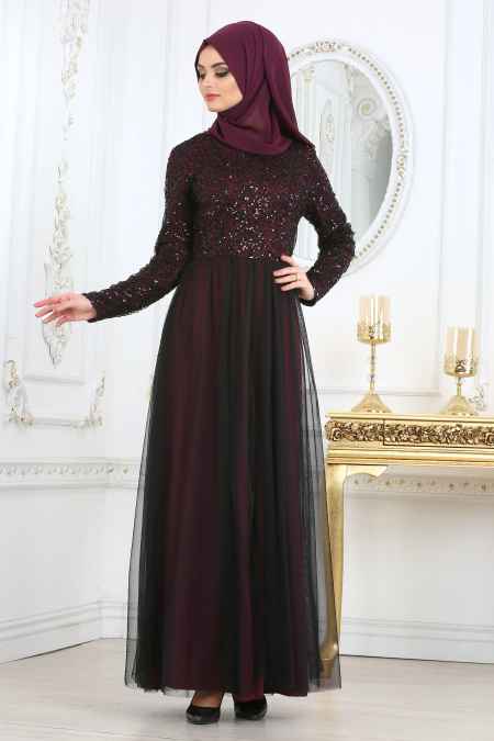 Nayla Collection Tül Detaylı Tesettür Abiye Elbise Modelleri