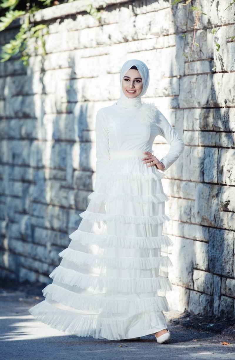 Sefamerve Tül Detaylı Payetli Tesettür Abiye Elbise Modelleri