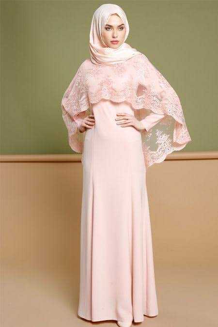 En Güzel Pelerinli Tesettür Abiye Elbise Modelleri