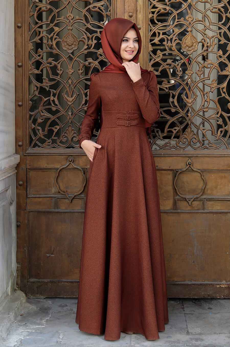 Pınar Şems Korsajlı Tesettür Elbise Modelleri