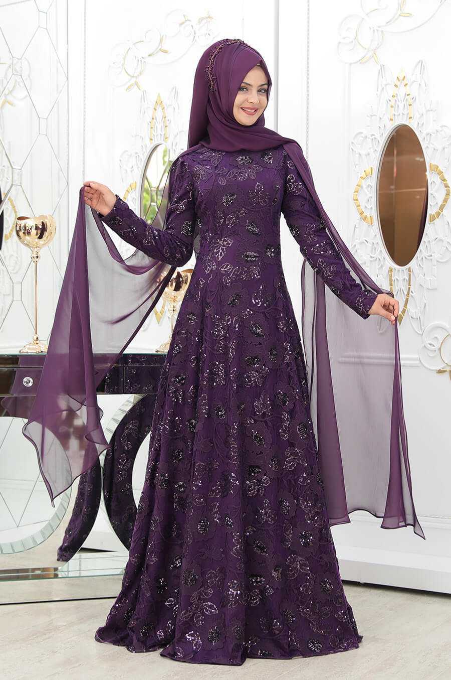 Pınar Şems Mor Abiye Elbise Modelleri
