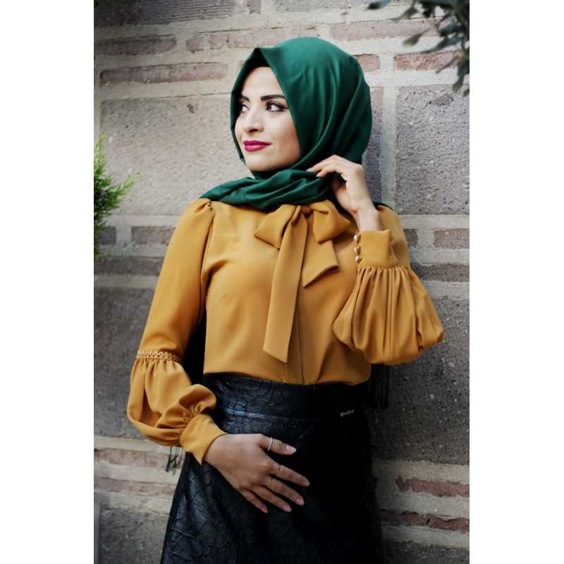 Pınar Şems Balon Kol Şık Tesettür Gömlek Modelleri