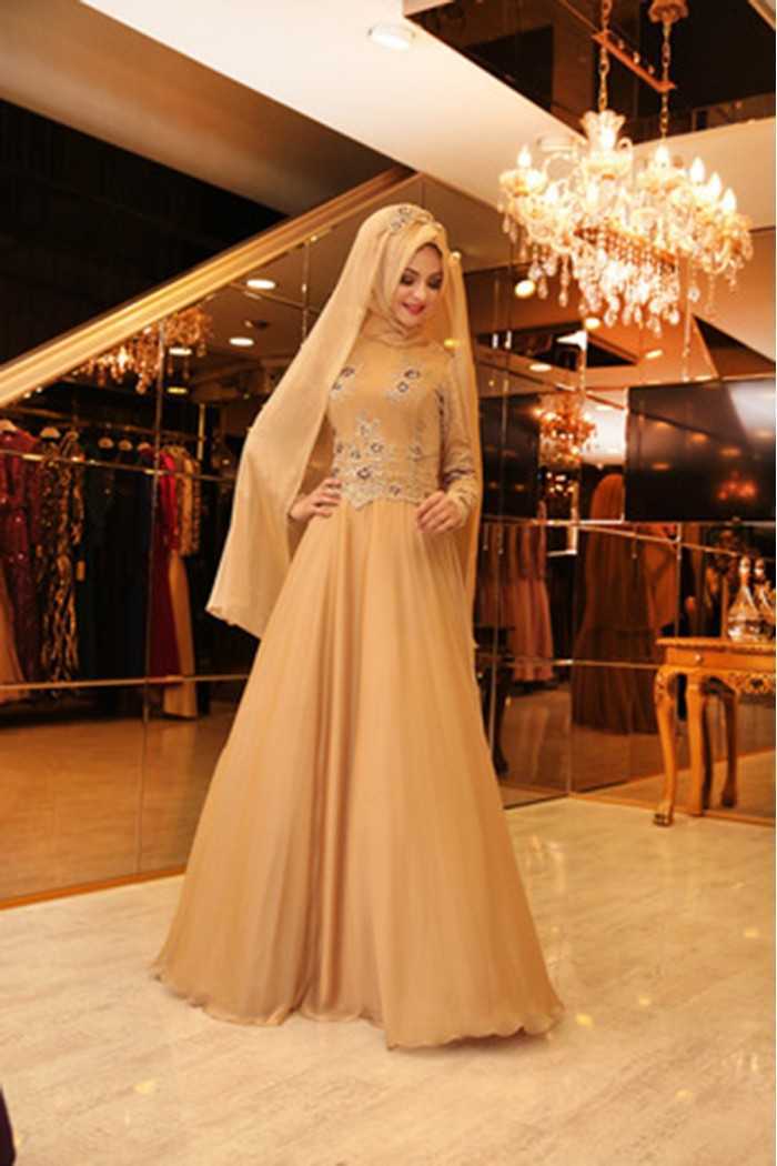 Pınar Şems Gold Abiye Elbise Modelleri