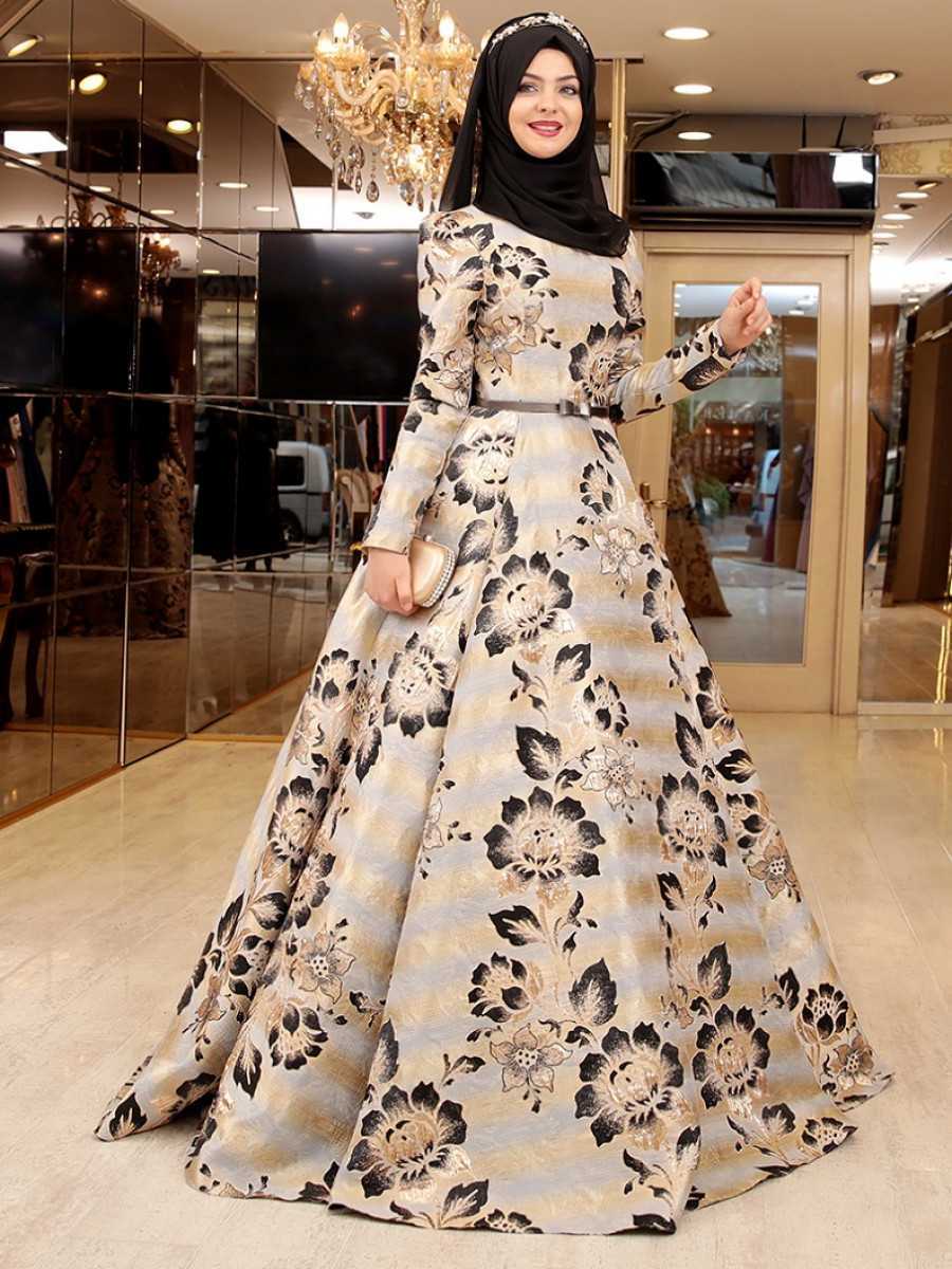 Pınar Şems Çiçek Motifli Abiye Elbise Modelleri