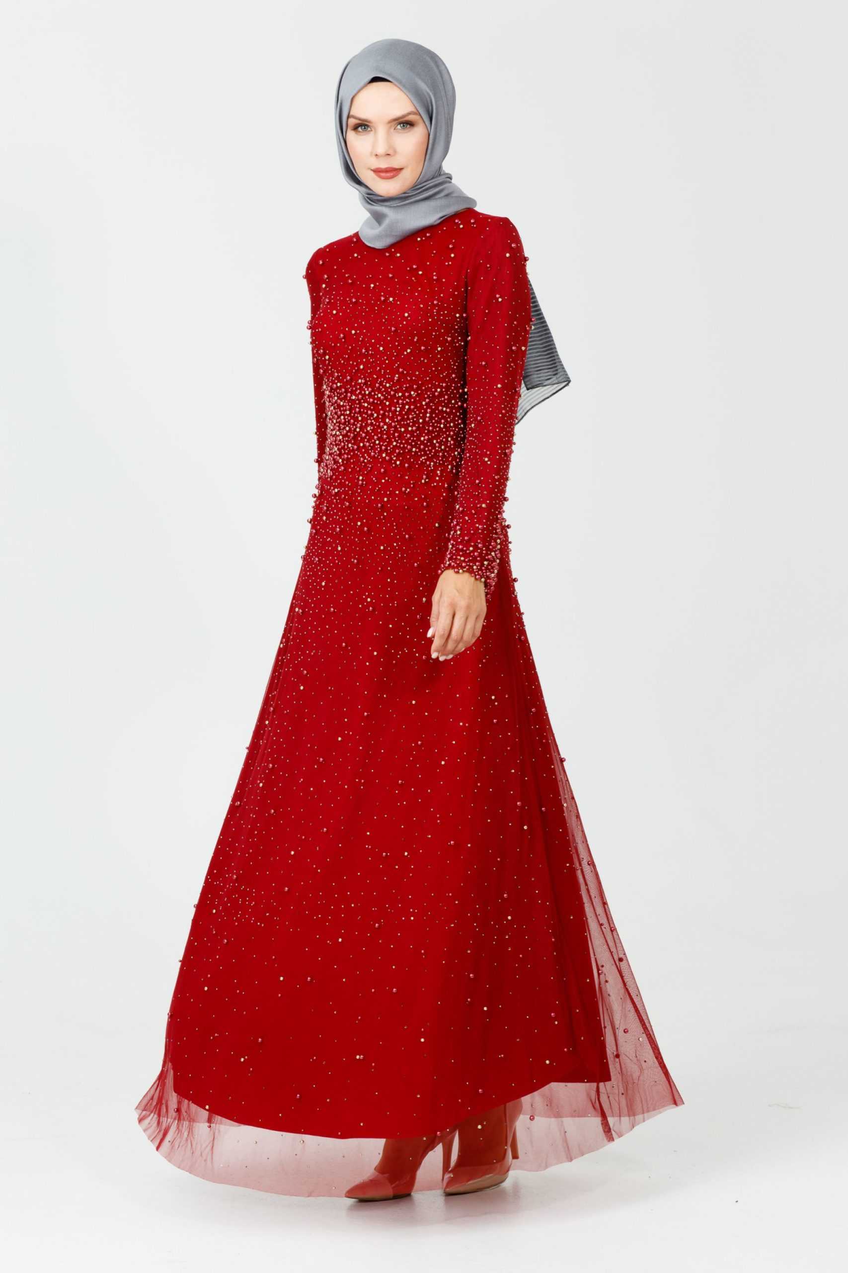 Setrms Kırmızı Tesettür Abiye Elbise Modelleri
