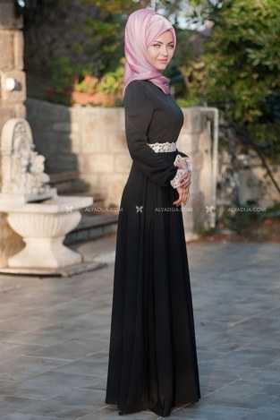 Femmy Store Tesettür Siyah İpek Elbise Modelleri