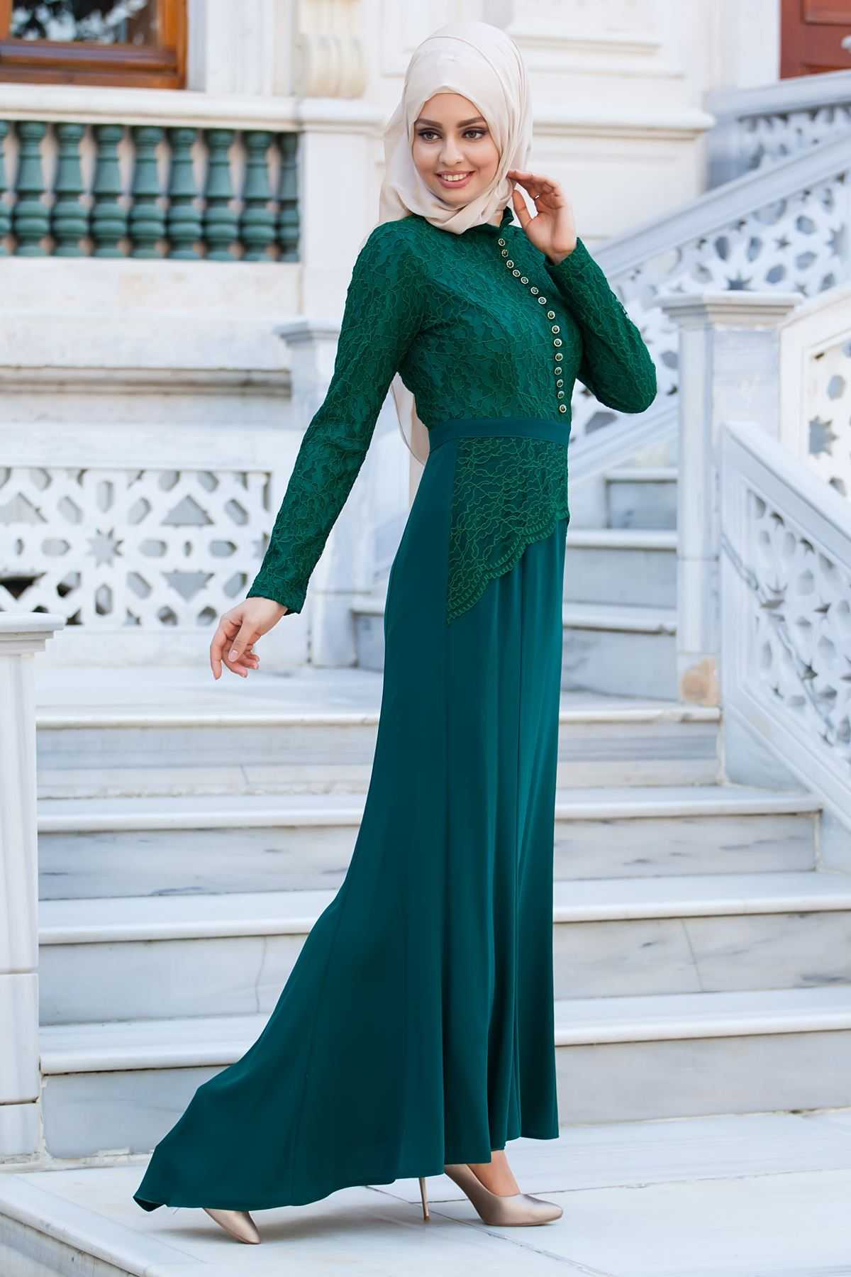 Sedanur Collection Tesettür Kuyruklu Abiye Elbise Modelleri