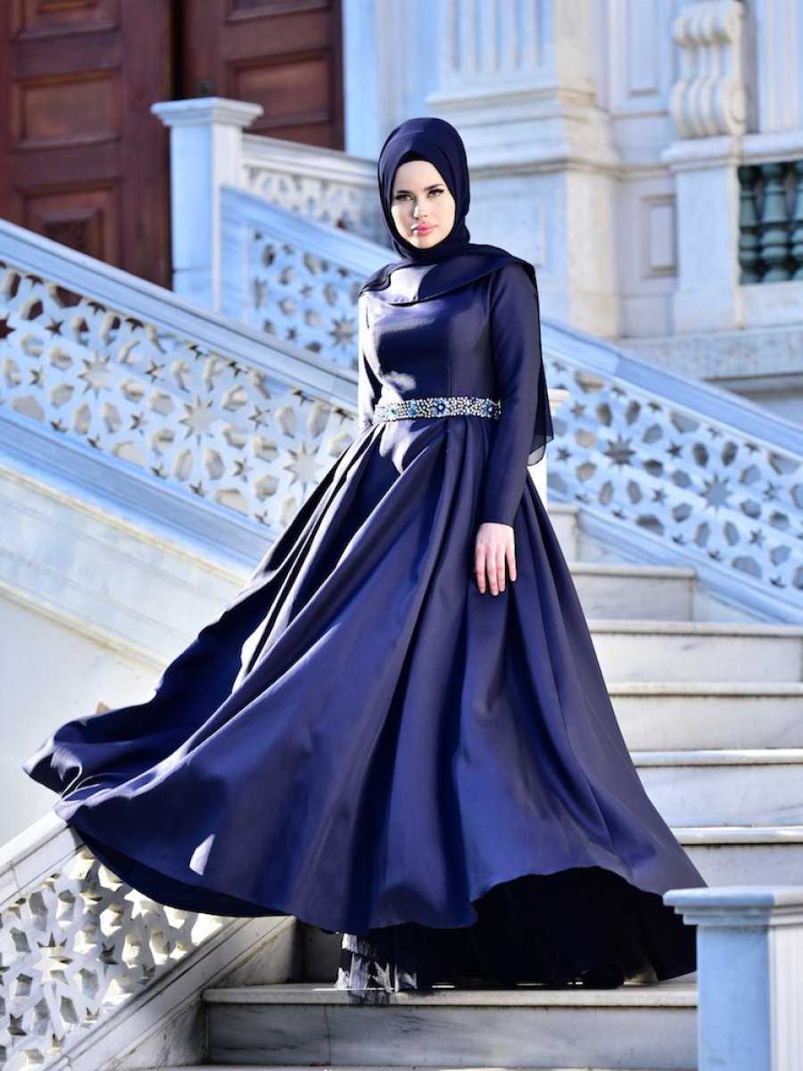 Sefamerve Taşlı Tesettür Tafta Abiye Elbise Modelleri