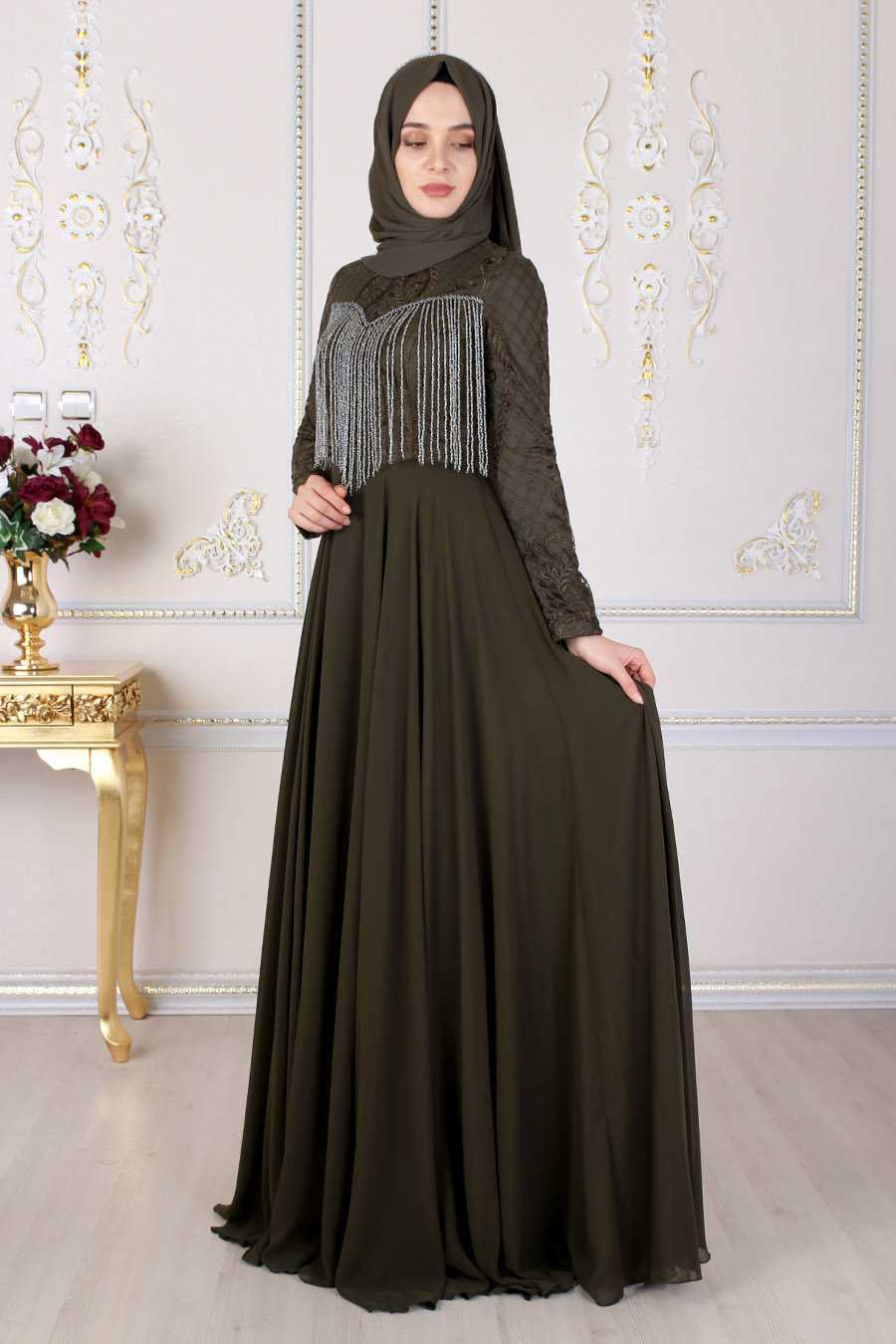 Feiza Collection Tesettür Boncuklu Abiye Elbise Modelleri