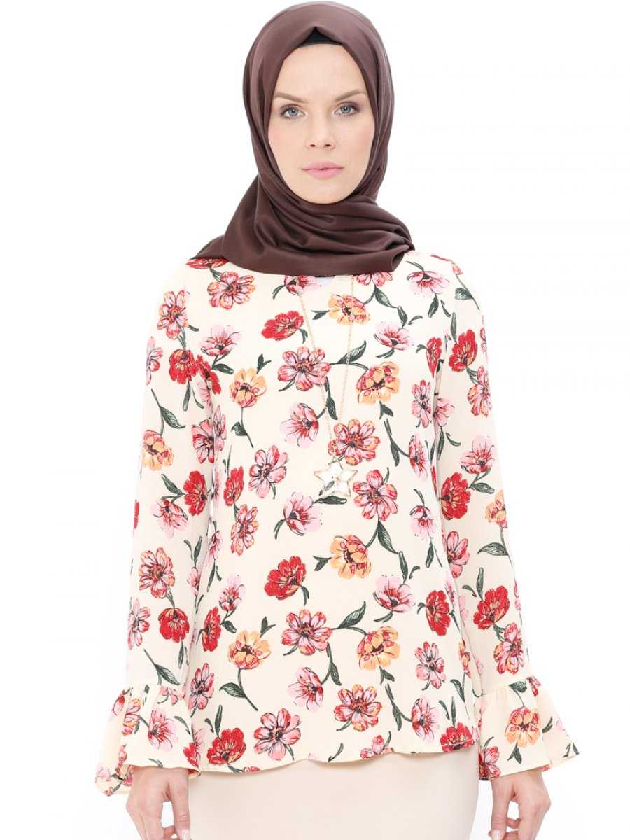 Pnr Woman Çiçek Desenli Tesettür Bluz Modelleri