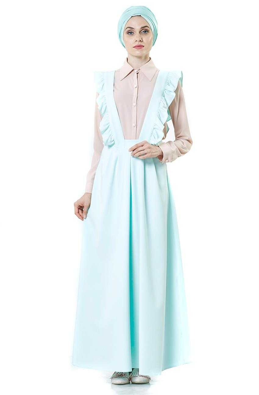 Nursima Tesettür Fırfır Detaylı Askılı Jile Elbise Modelleri