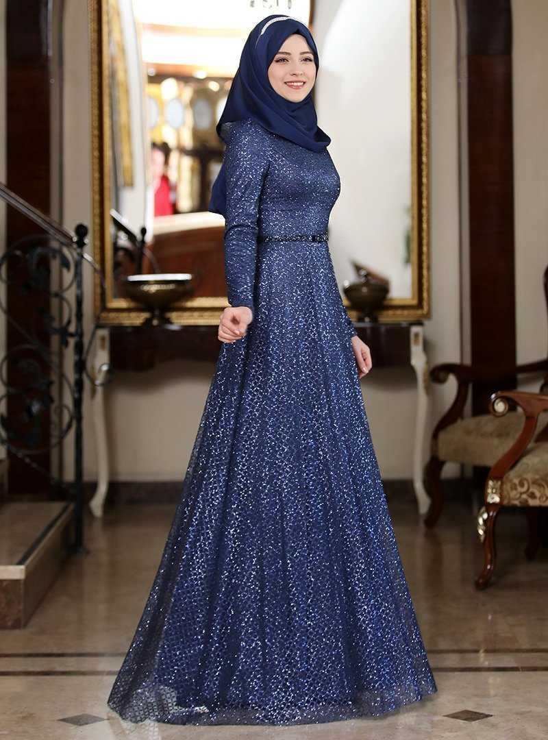 Al Marah Tesettür Lacivert Fulya Abiye Elbise Modelleri