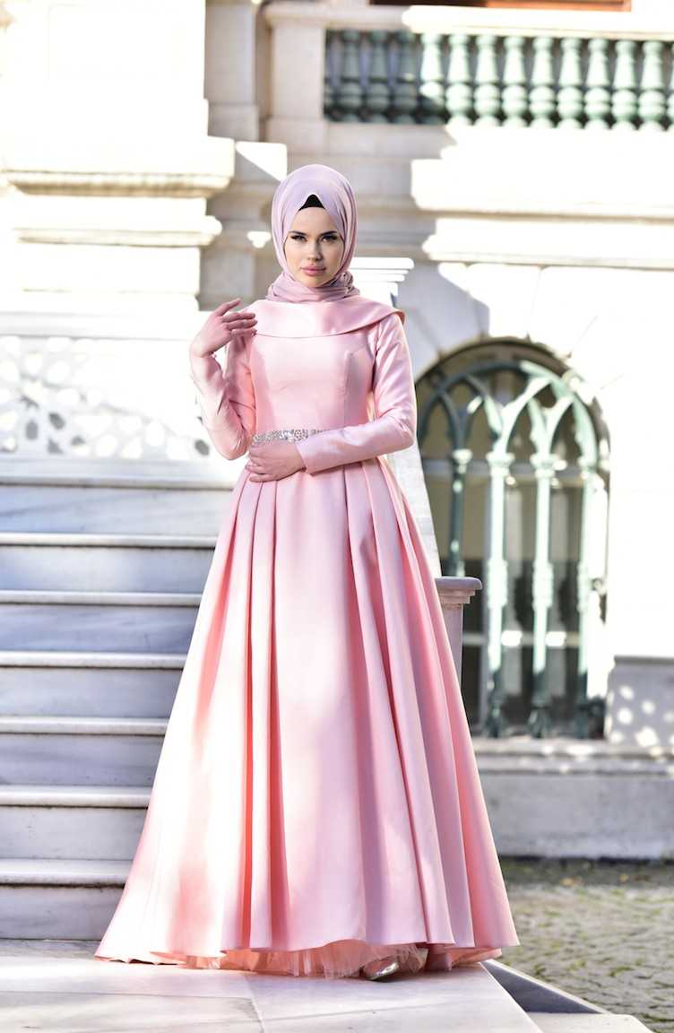 En Güzel Sefamerve Tesettür Tafta Abiye Elbise Modelleri