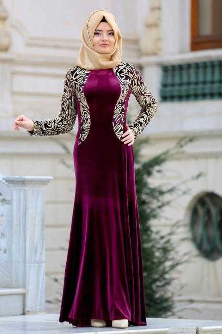 Neva Style Tesettür Kadife Abiye Elbise Modelleri