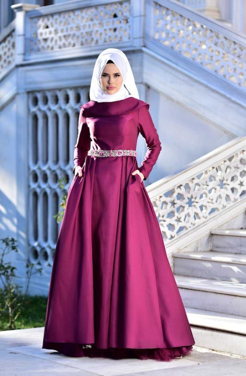 Sefamerve Tesettür Taşlı Tafta Abiye Elbise Modelleri