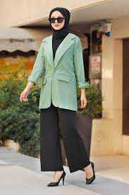 Neva Style Çağla Yeşili Tesettür Ceket Modelleri
