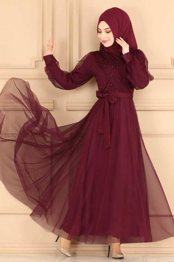 İnci Detaylı Moda Selvim Tül Abiye Elbise Modelleri