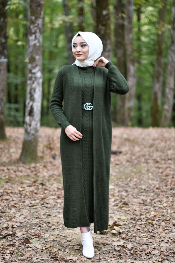 Modam Afra Kışlık Tesettür İkili Triko Takım Modelleri