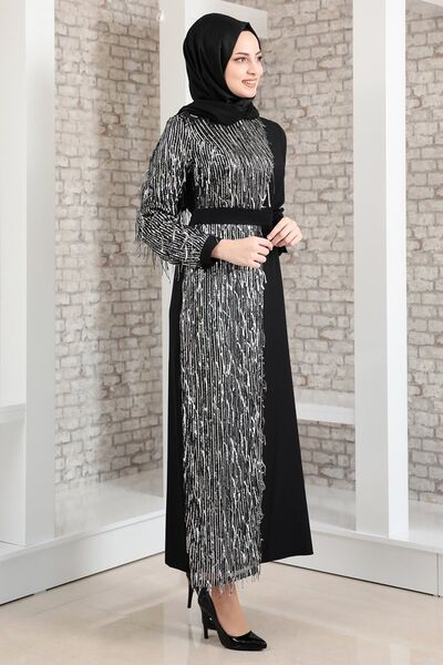 Fashion Showcase Design Pul Payetli Tesettür Abiye Elbise