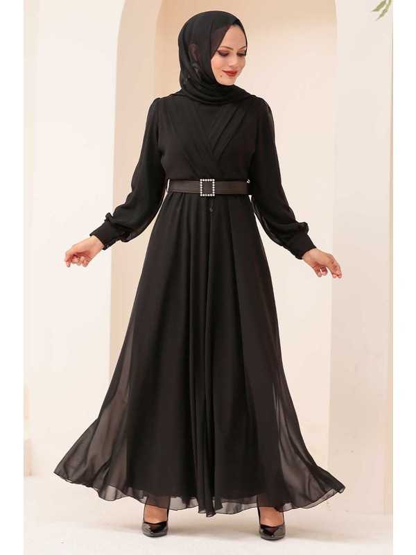 En Güzel Neva Style Kemerli Tesettür Abiye Elbise