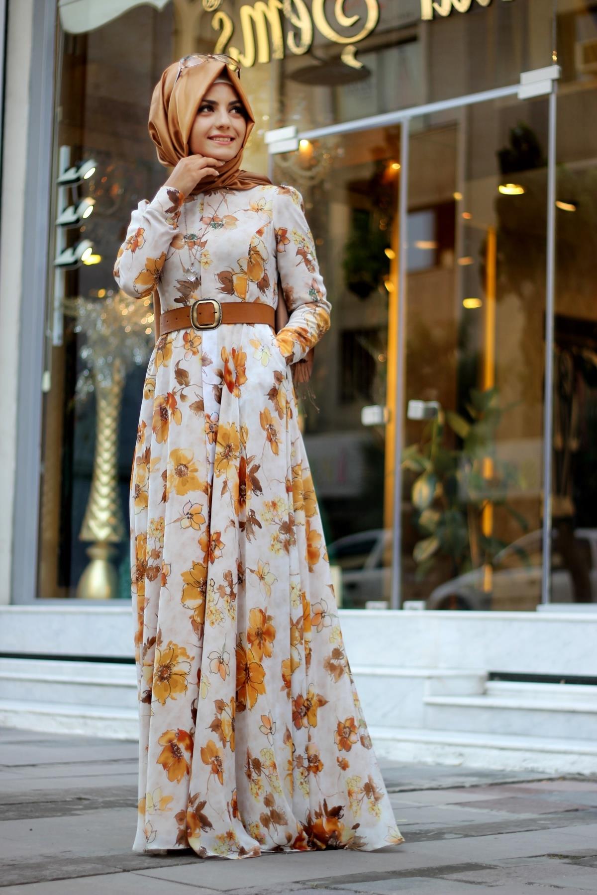 Pınar Şems Sonbahar Tesettür Elbise Modelleri
