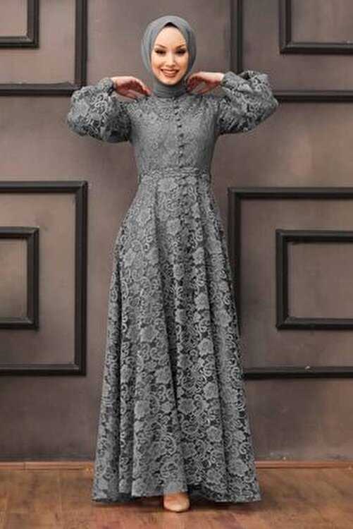 En Güzel Neva Style Tesettür Dantelli Abiye Elbise Modelleri