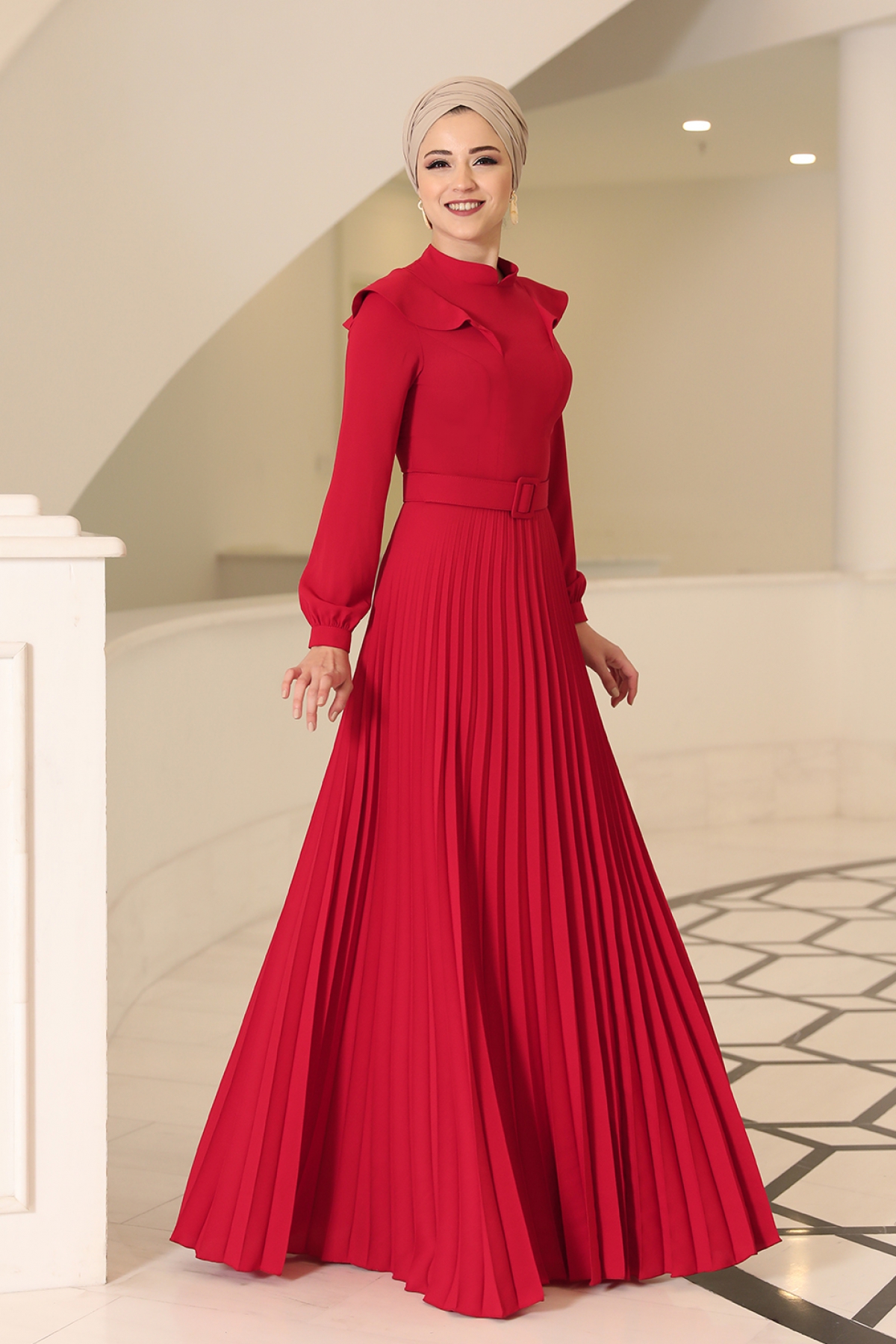 Al-Marah Tesettür Kırmızı Elbise Modelleri