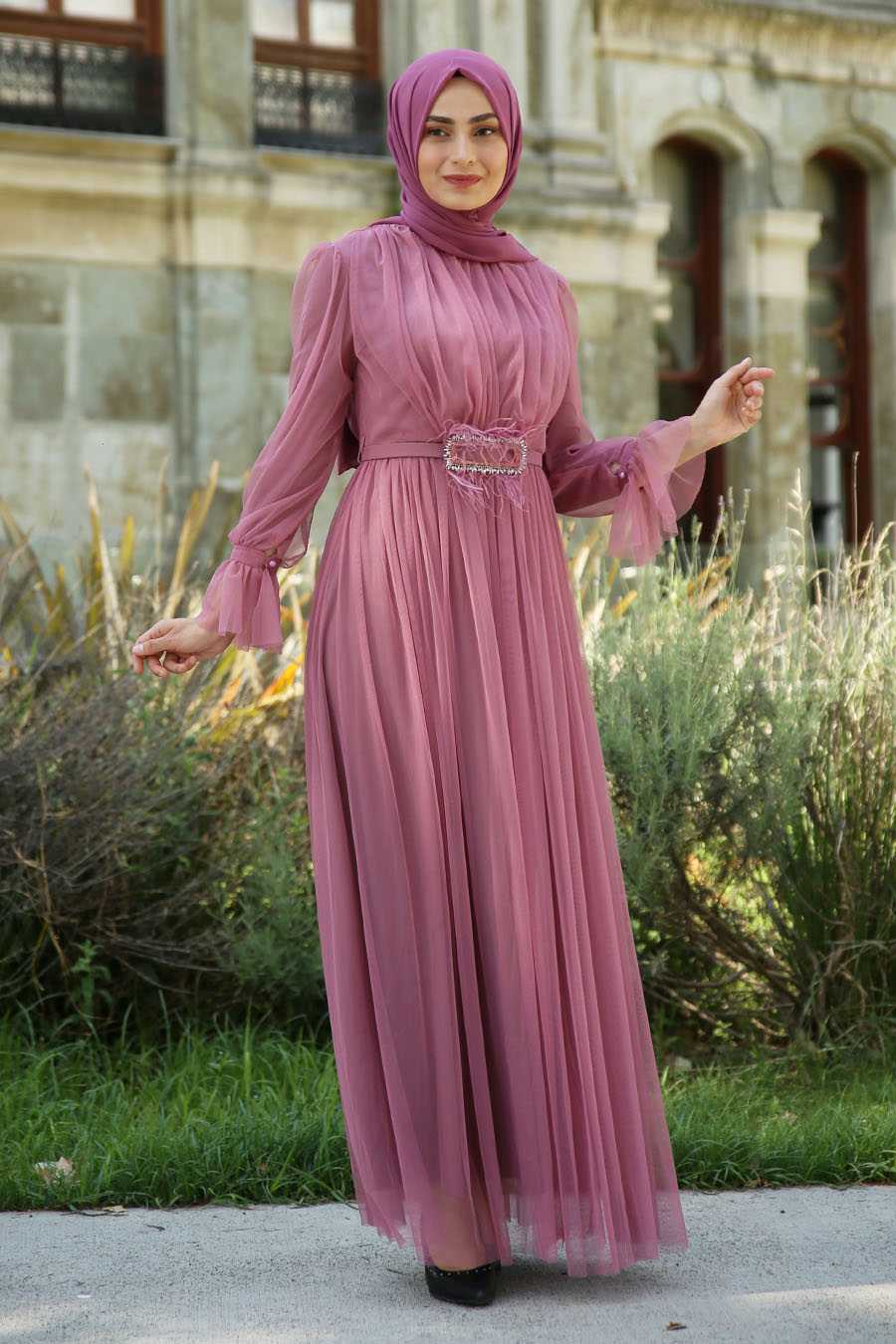 Feiza Collection Tesettür Tül Abiye Elbise