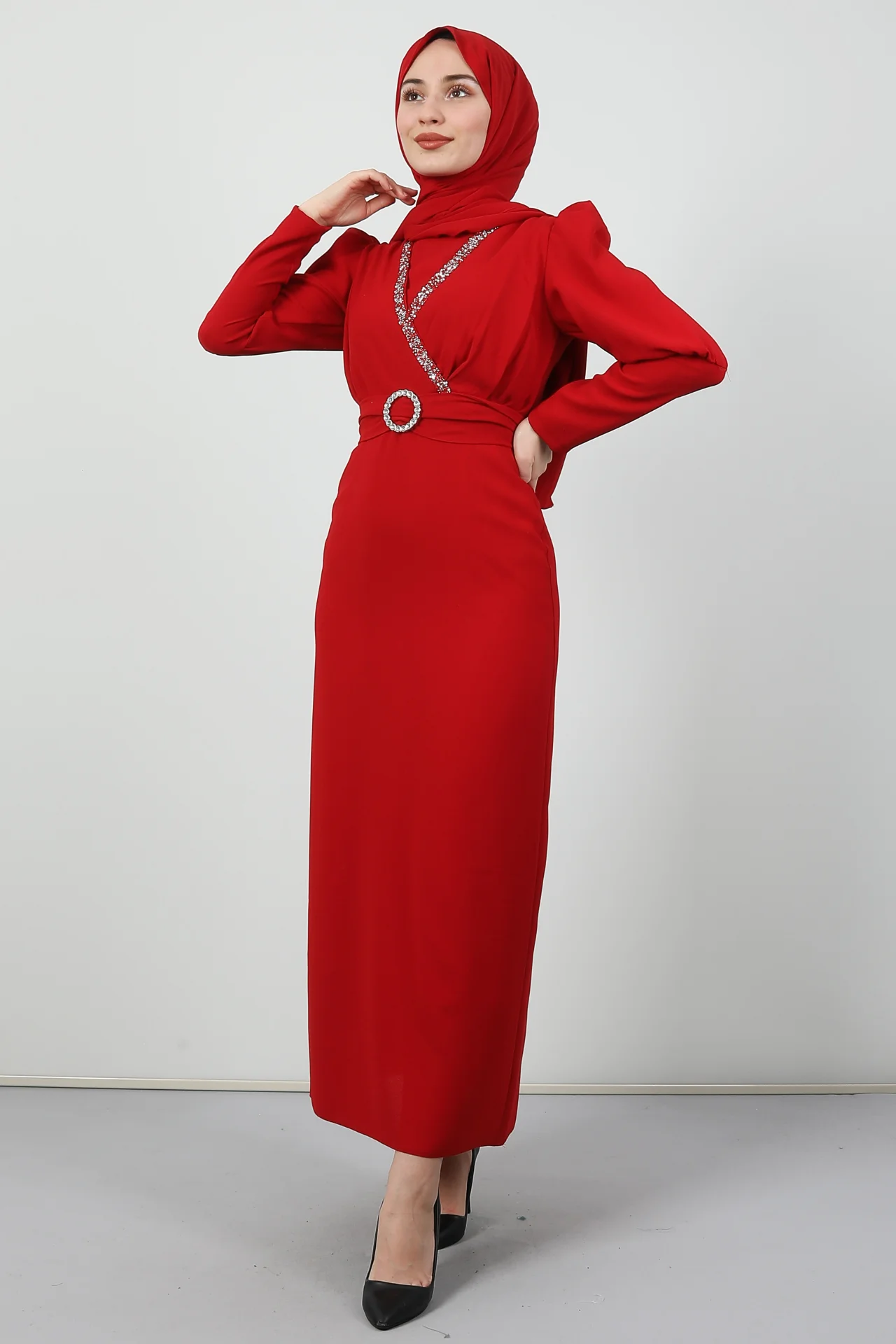 Giza Giyim Kırmızı Elbise Modelleri