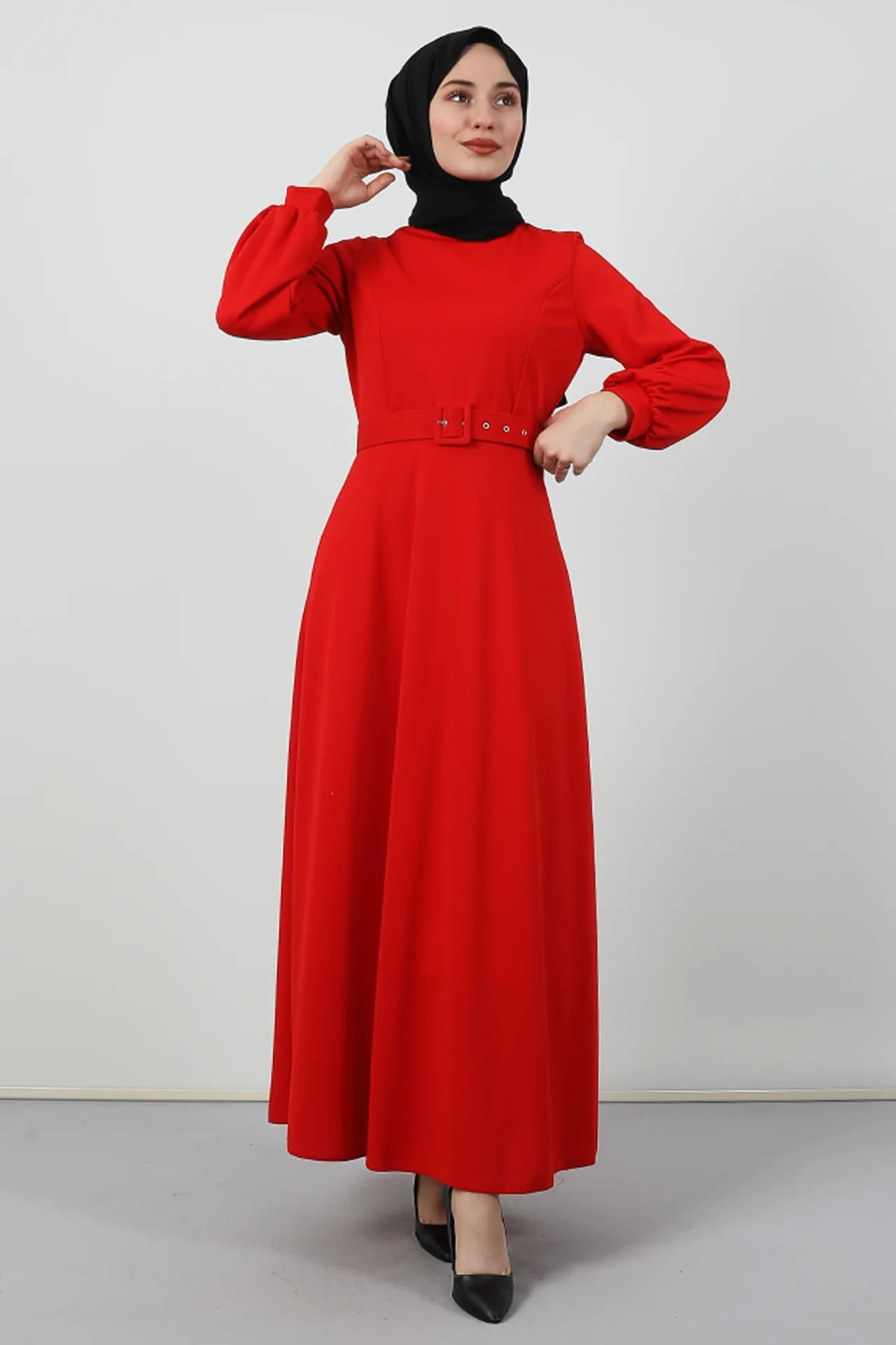Giza Giyim Kırmızı Kloş Elbise Modelleri