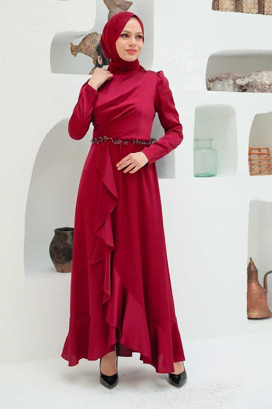 Neva Style Tesettür Volanlı Abiye Elbise Modelleri